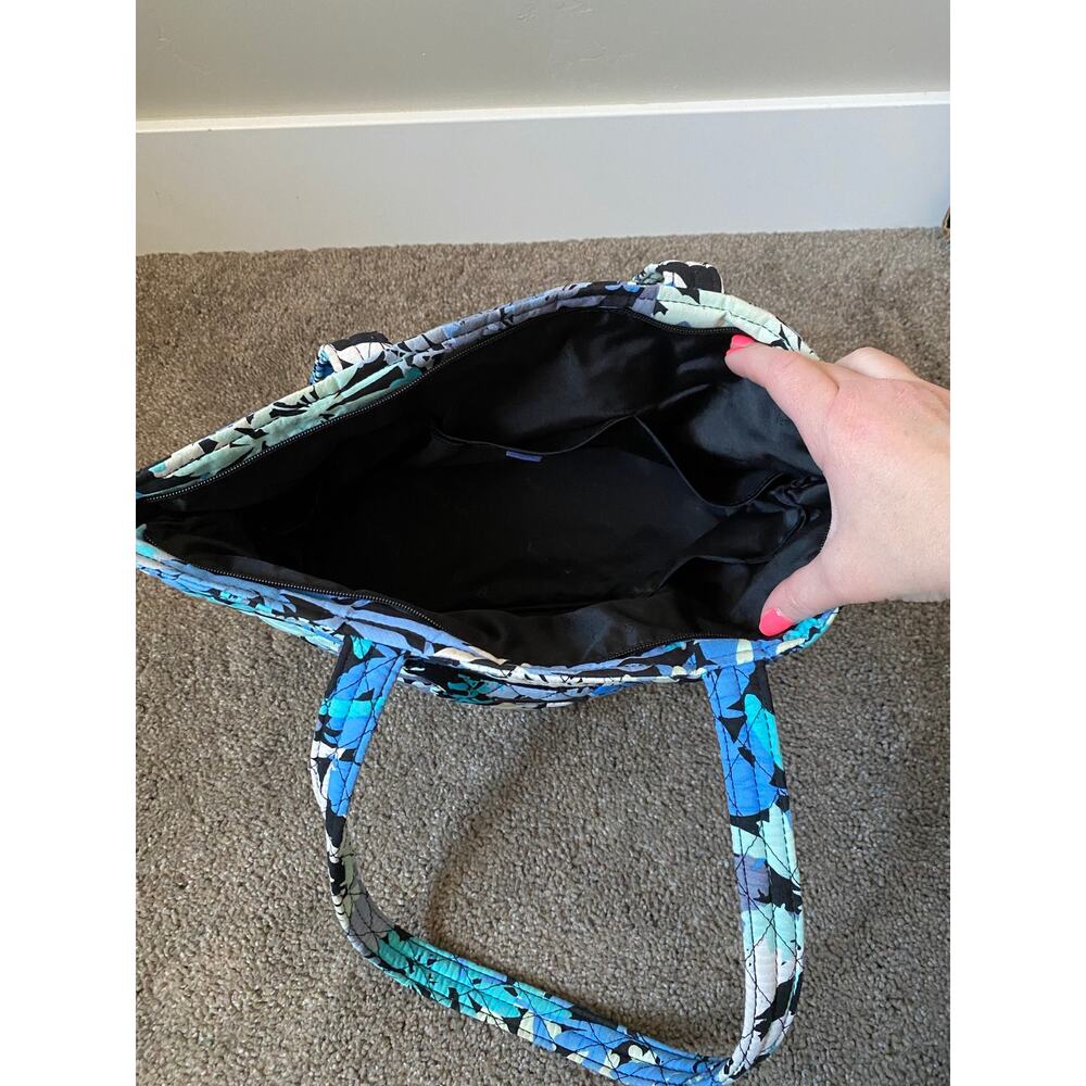 Vera Bradley Retired Quilted Blue CamoFloral Shoulder Tote Bag Purse Cottagecore - Picture 3 of 6